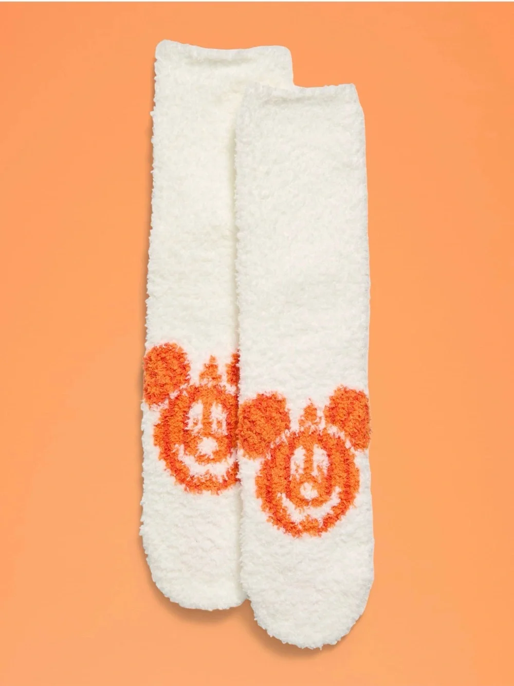 Old Navy White Disney pumpkin 🎃 Orange Fuzzy Character Crew Socks